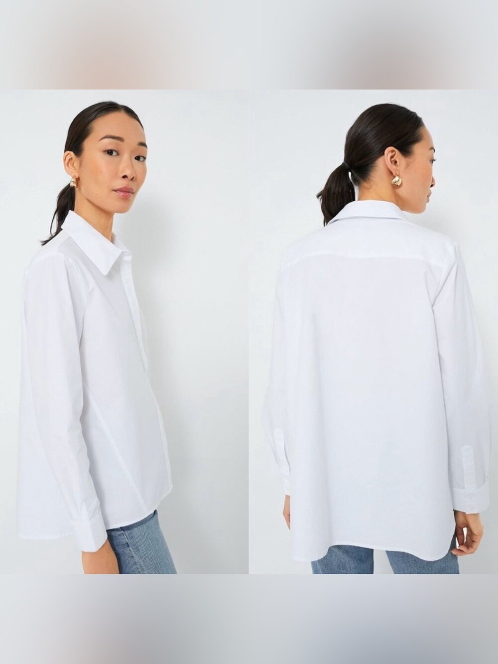 Tuckernuck White Nina Swing Oversized Collared Cotton Button Down Size M - Picture 3 of 6
